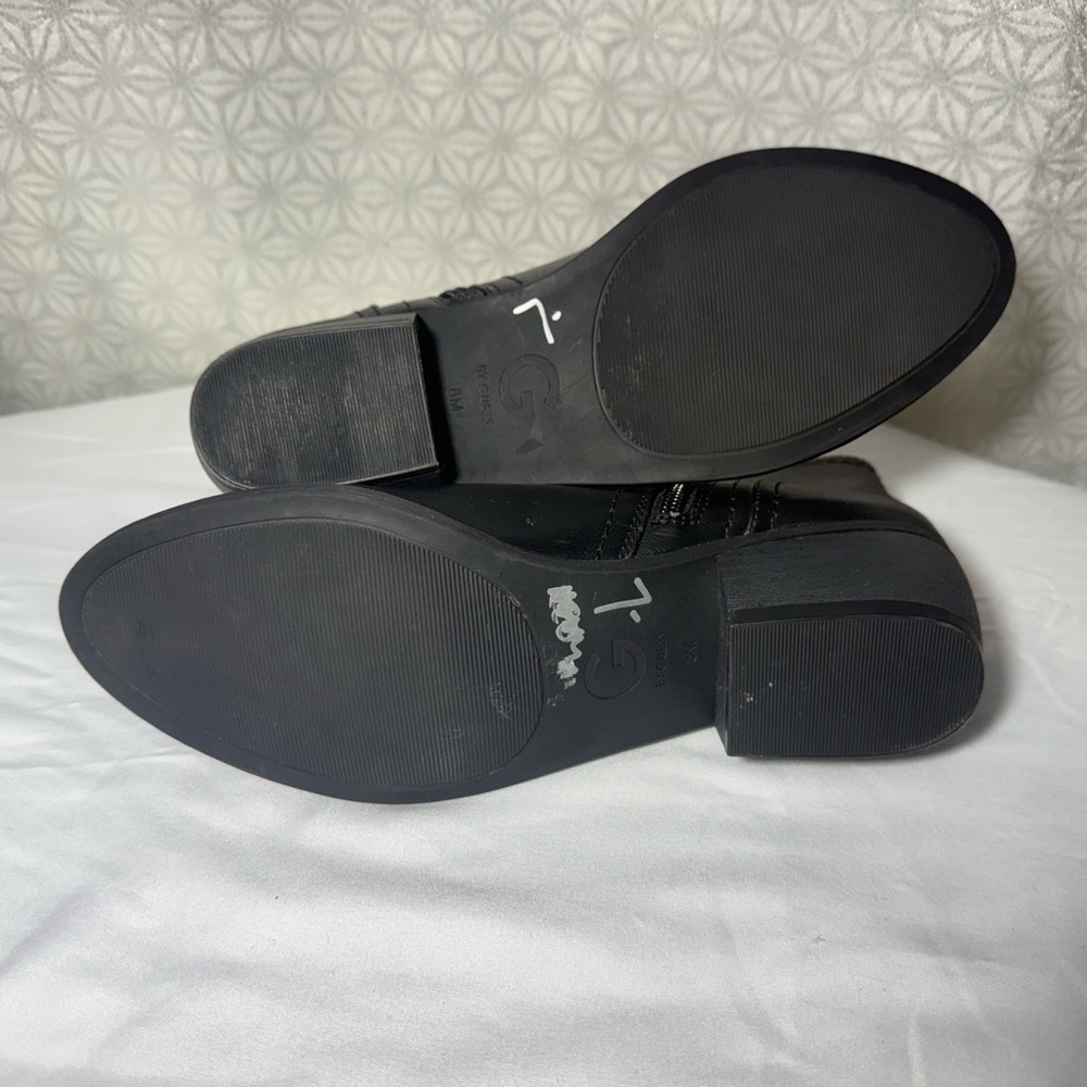 G by Guess Black Ankle Boots Troye Women Size 8M Synthetic Leather Zipper - Picture 5 of 7